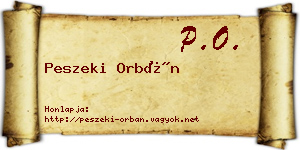 Peszeki Orbán névjegykártya